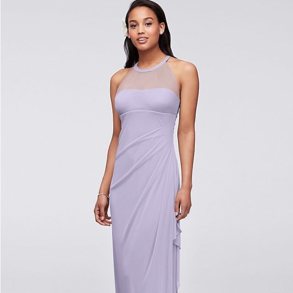 David’s Bridal Lavender Mesh Maxi Dress